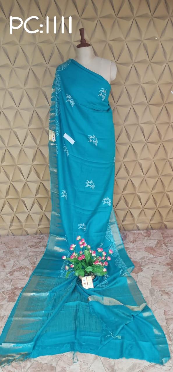Pure Tussar Silk print saree