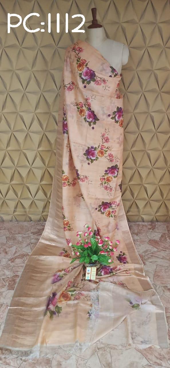 Pure Tussar Silk print saree