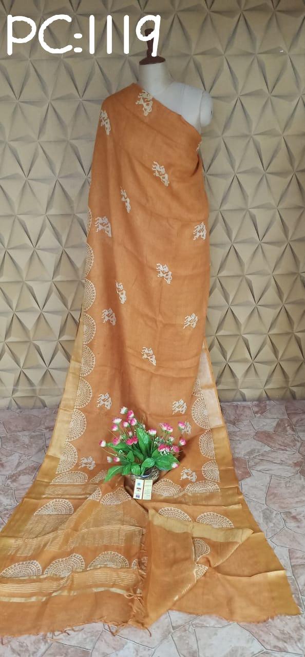 Pure Tussar Silk print saree