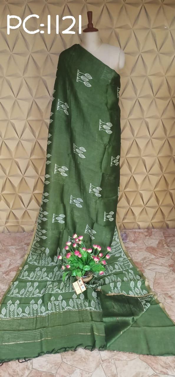 Pure Tussar Silk print saree