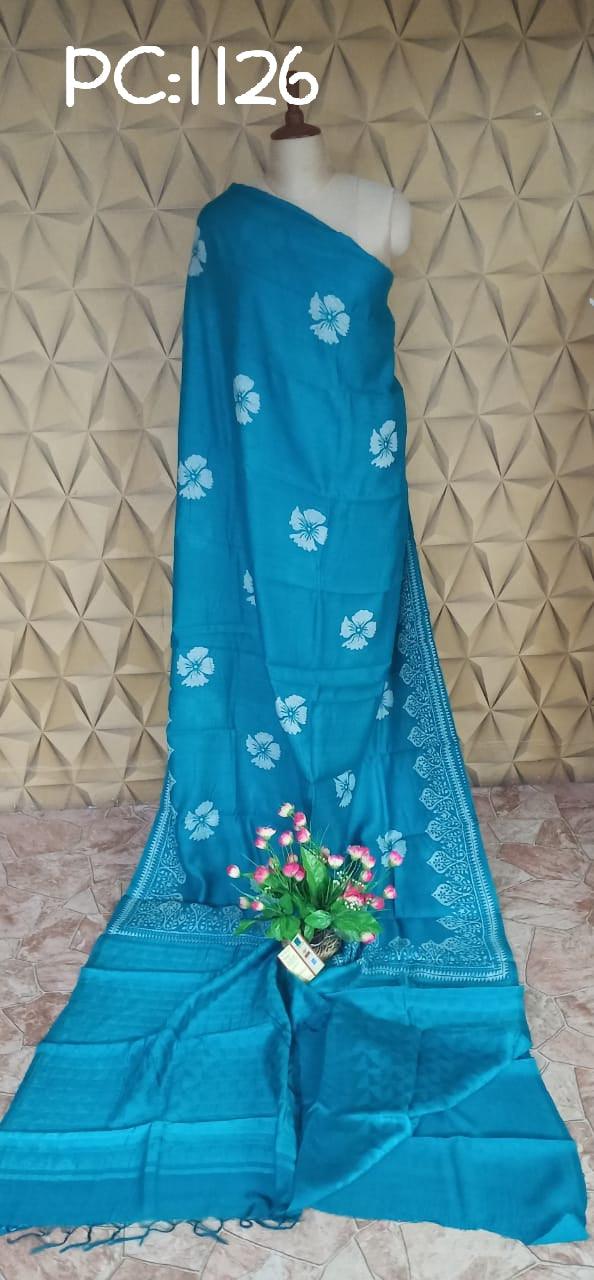 Pure Tussar Silk print saree