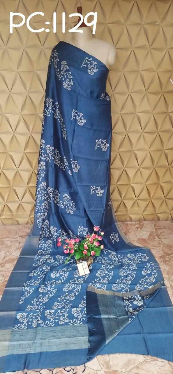Pure Tussar Silk print saree
