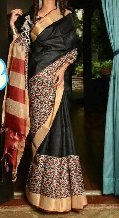 Pure Tussar Silk print saree