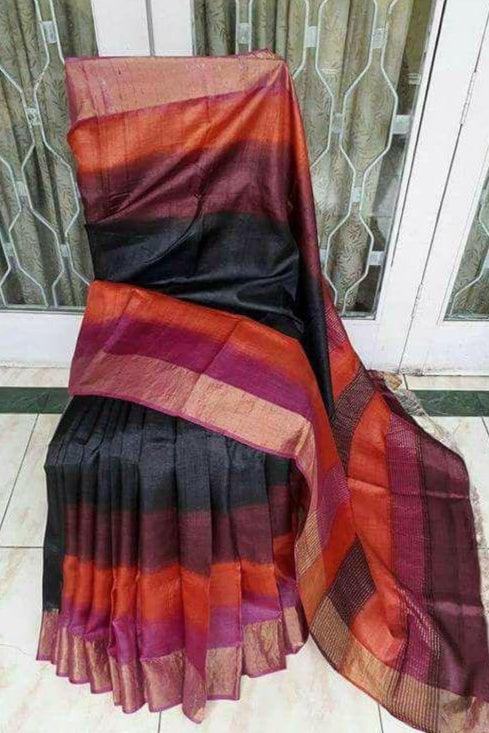 Pure Tussar Silk print saree