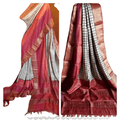 Pure Tussur silk print saree