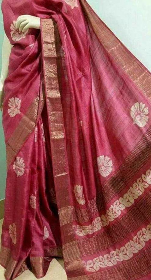 Pure Tussar Silk print saree