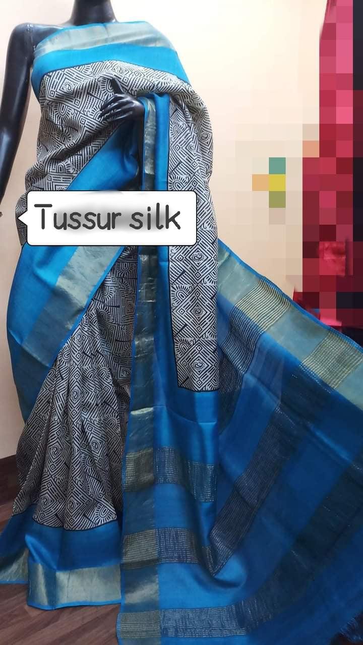 Pure Tussar Silk print saree