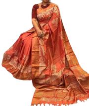 Pure Tussar Silk print saree