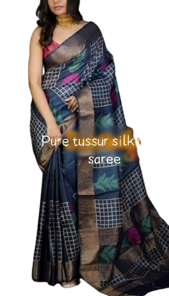 Pure tussur silk print saree