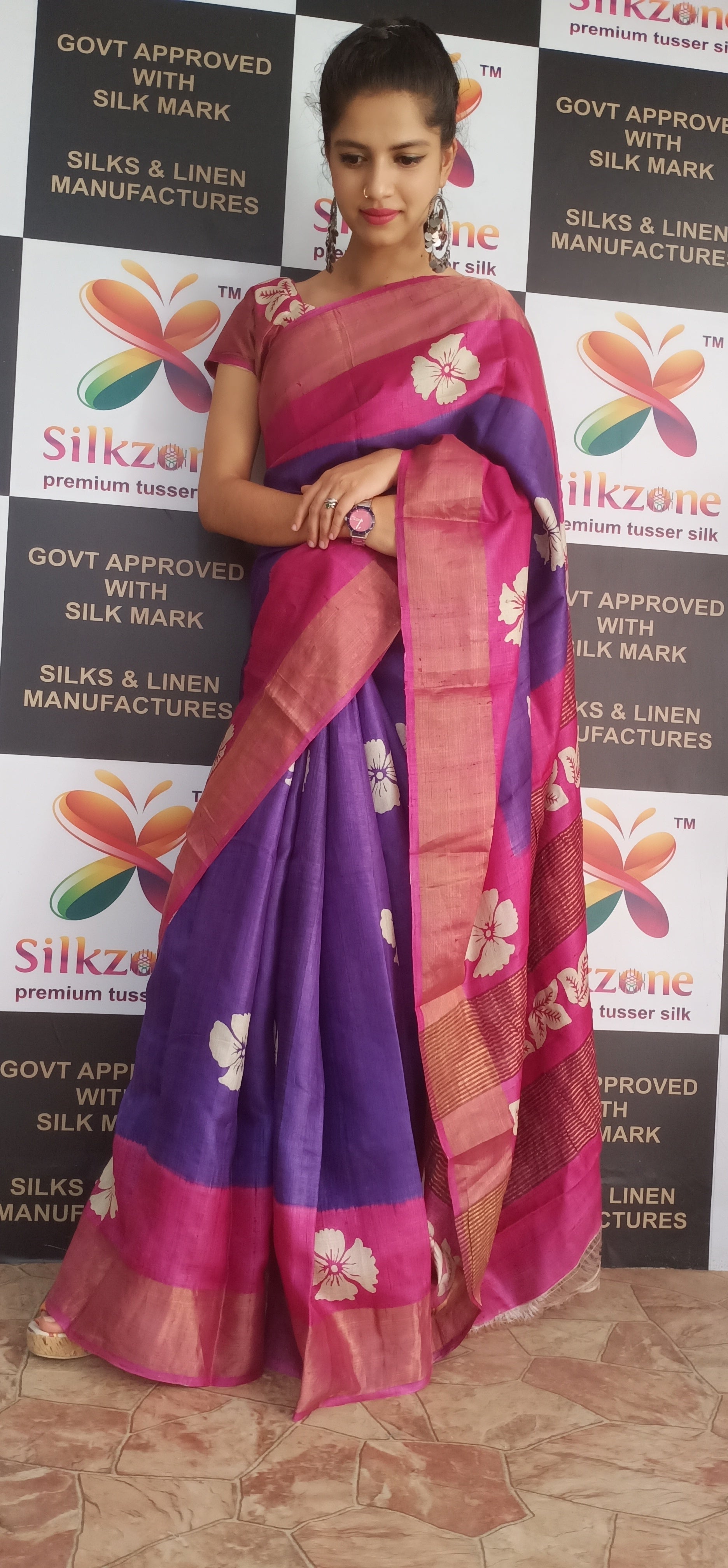 Pure Tussar Silk print saree