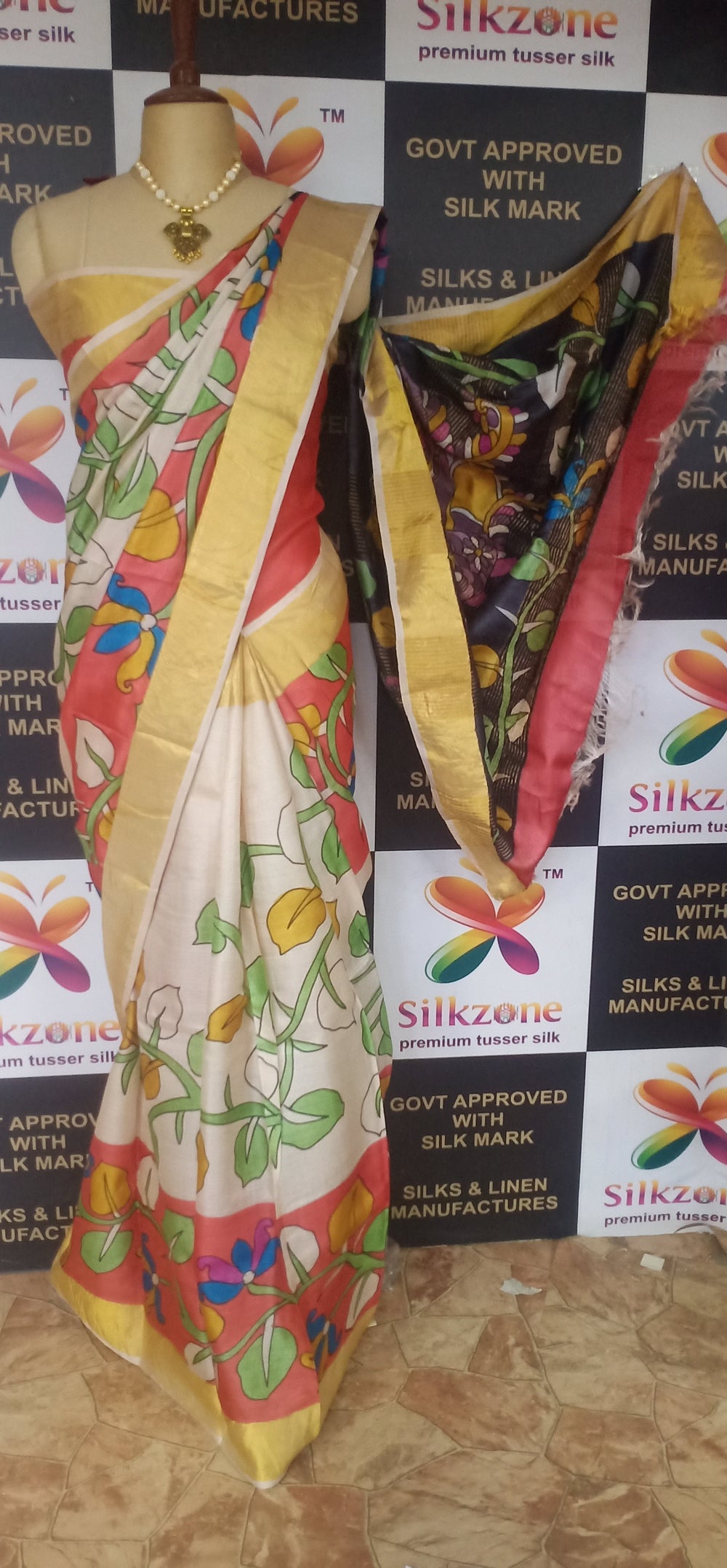 Pure Tussar Silk print saree