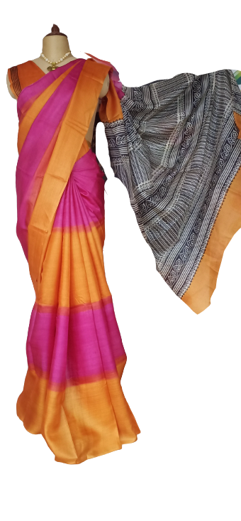 Pure Tussar Silk print saree
