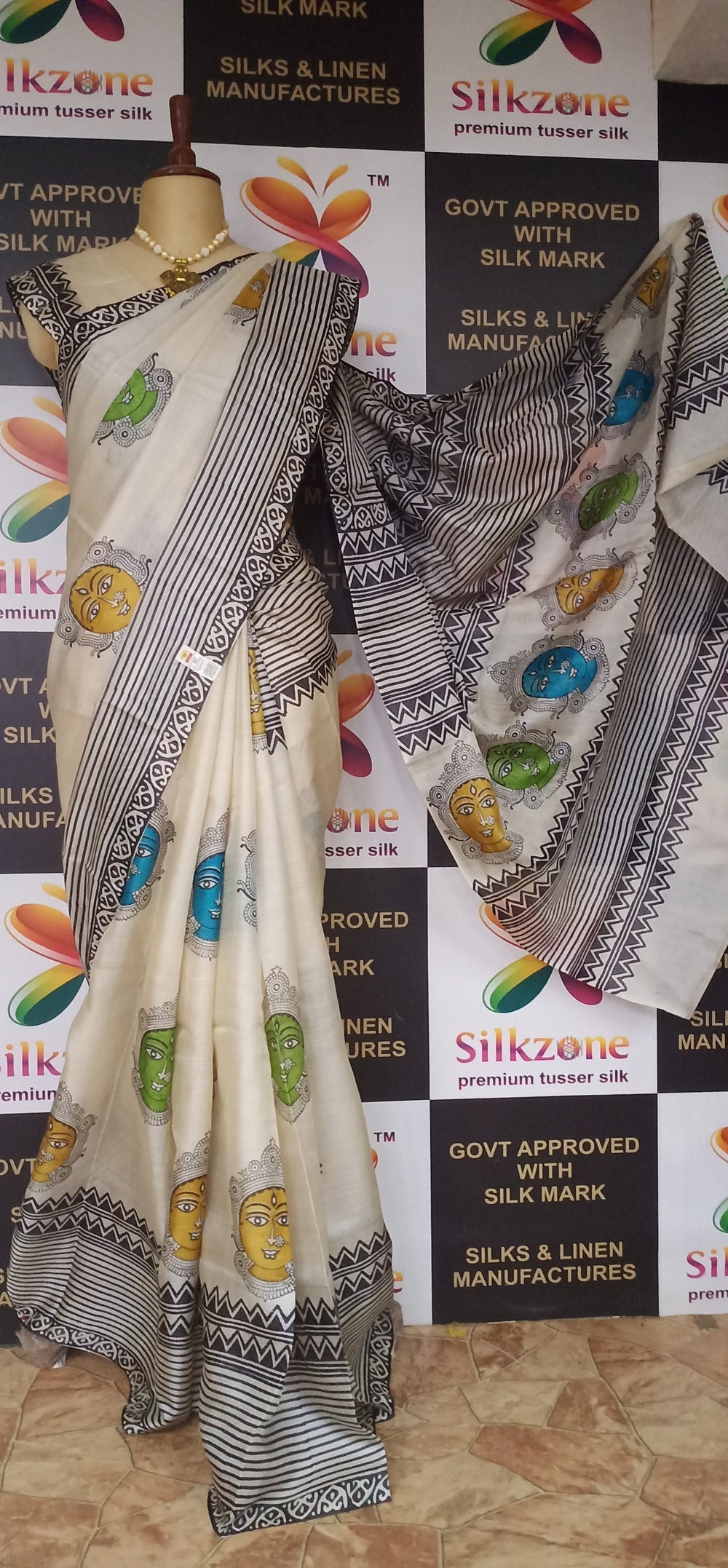 Pure Tussar Silk print saree