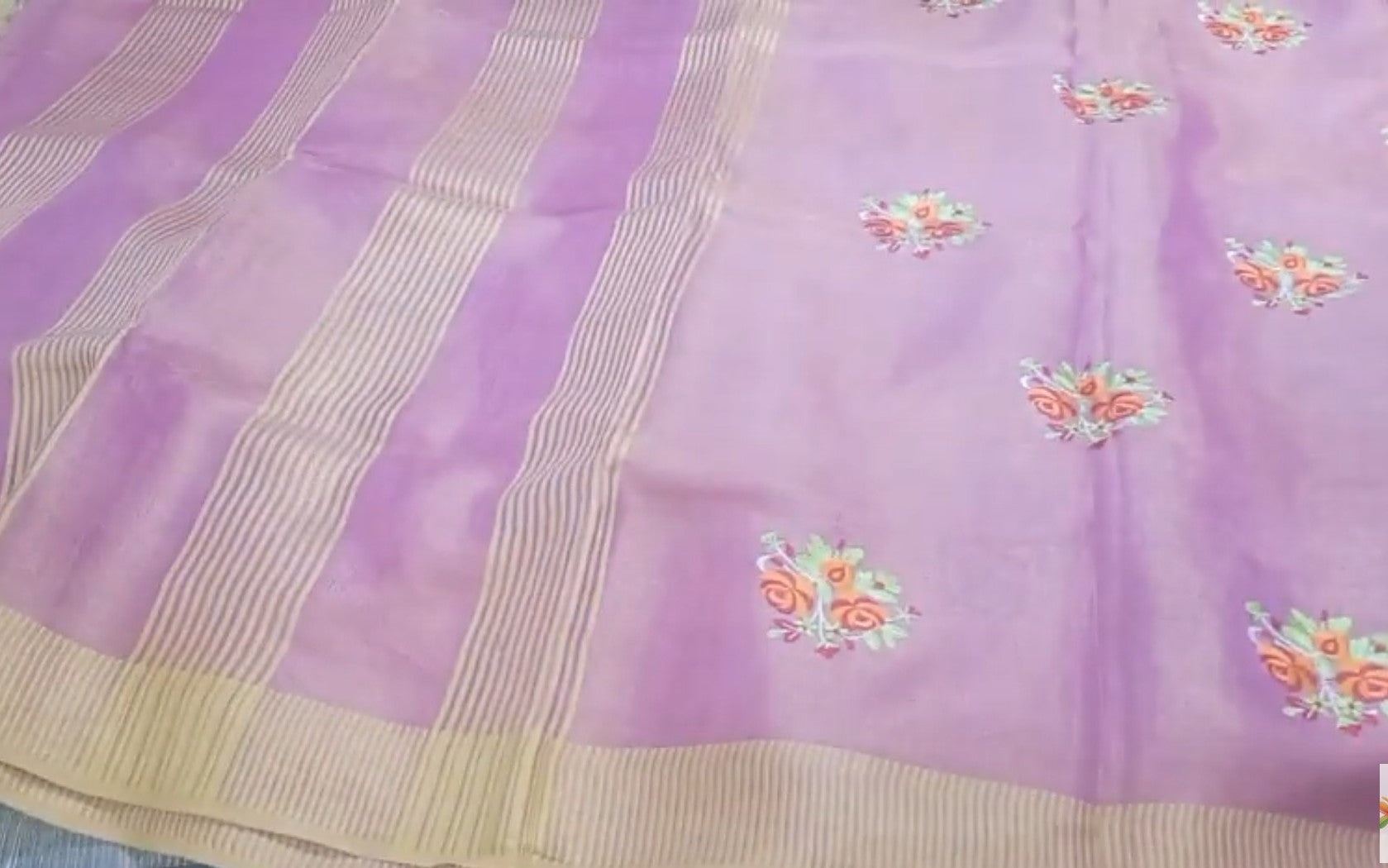 Tissue linen embroidery saree SILK ZONE