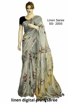 Linen Digital Print Saree