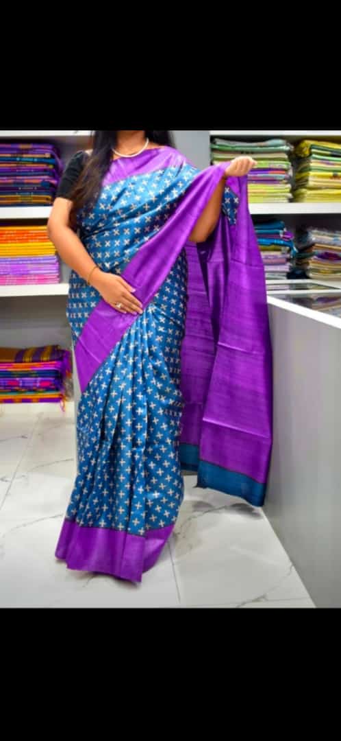 TUSSAR SILK PRINT SAREE