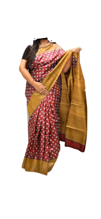TUSSAR SILK PRINT SAREE