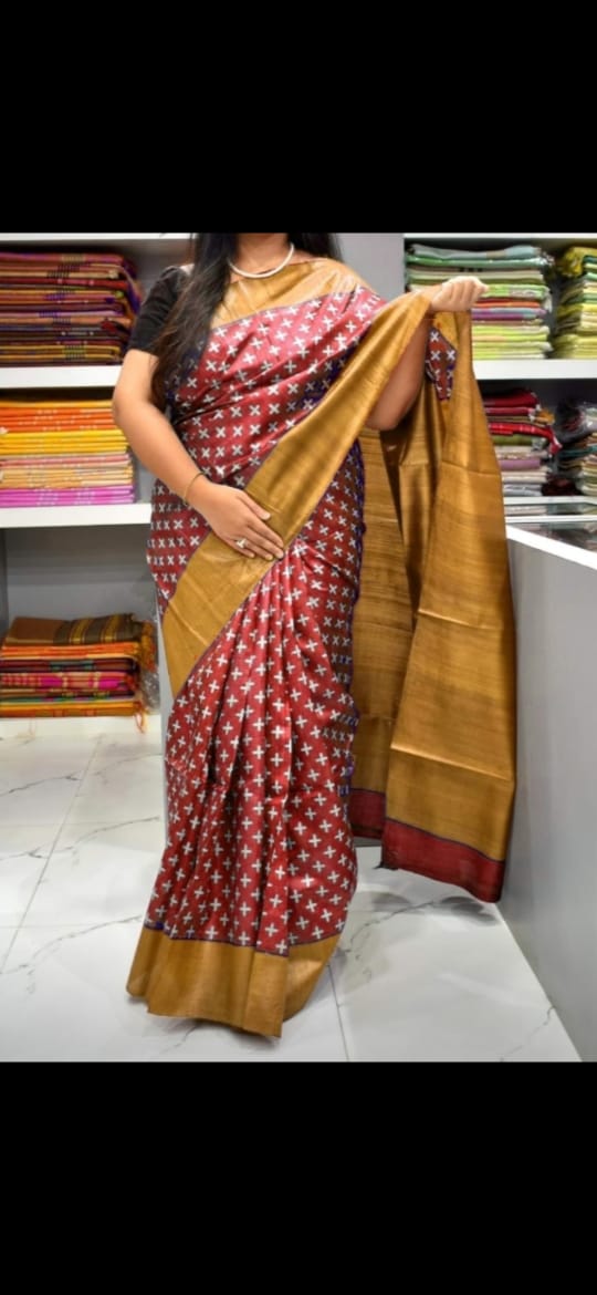 TUSSAR SILK PRINT SAREE