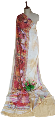 Khadi Linen Prink Saree SILK ZONE