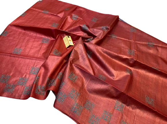 Tussar Desi Kora Silk Saree M J HANDLOOMS