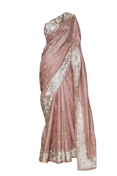 Tussar Silk Hand Embroidery Cutwork M J HANDLOOMS