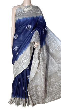 Khadi linen batik print saree