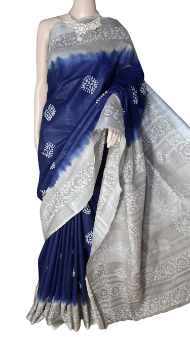 Khadi linen batik print saree