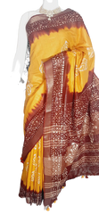 Khadi linen batik print saree MJ Handlooms