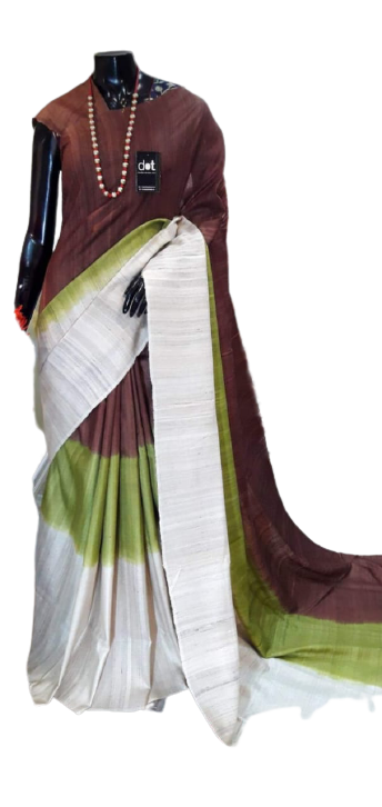 Pure tussar ghicha triple zari border Saree SILK ZONE