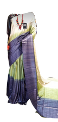 Pure Tussar ghicha triple zari border saree SILK ZONE