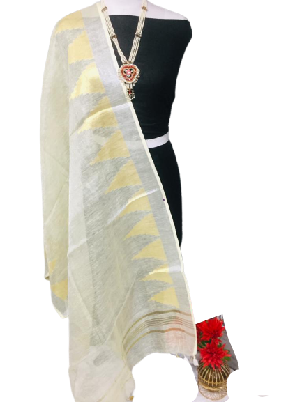 Tissue linen temple border dupatta Express