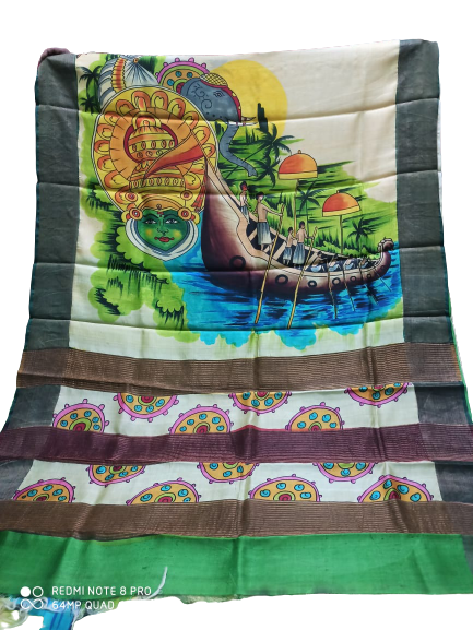 TUSSAR SILK PRINT SAREE