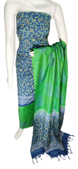 Soft silk hand block discharge print suit SILK ZONE