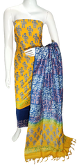 Soft silk hand block discharge print suit SILK ZONE