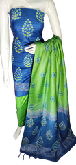 Soft silk hand block discharge print suit SILK ZONE