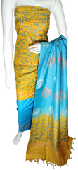 Soft silk hand block discharge print suit SILK ZONE