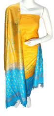Soft silk hand block discharge print suit SILK ZONE