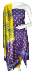 Soft silk hand block discharge print suit SILK ZONE