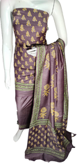 Soft silk hand block discharge print suit SILK ZONE