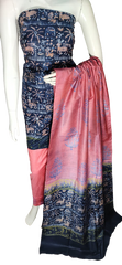 Soft silk hand block discharge print suit SILK ZONE