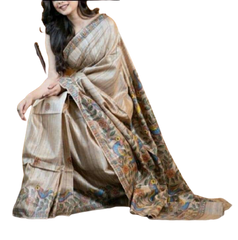 TUSSAR SILK PRINT SAREE