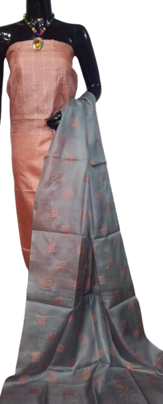Tussar silk embroidery suit SILK ZONE
