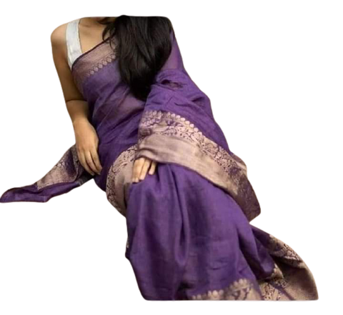 Organza linen banarasi jacquard saree SILK ZONE