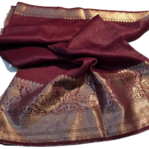 Organza linen banarasi jacquard saree SILK ZONE