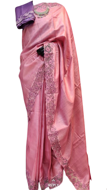 Tussar silk cutwork design saree SILK ZONE