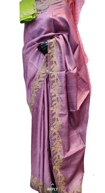 Tussar silk cutwork design saree SILK ZONE
