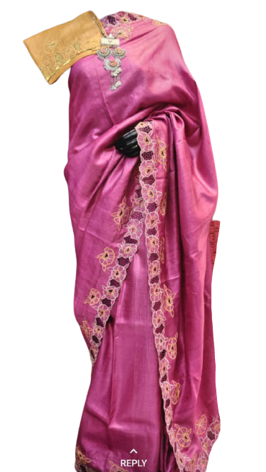 Tussar silk cut work design SILK ZONE