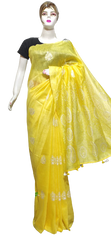 Organza linen embroidery saree SILK ZONE