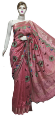 Organza linen embroidery saree SILK ZONE