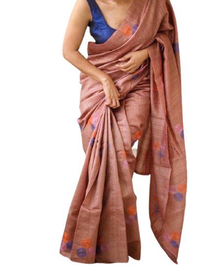 Tussar  embroidery silk saree SILK ZONE